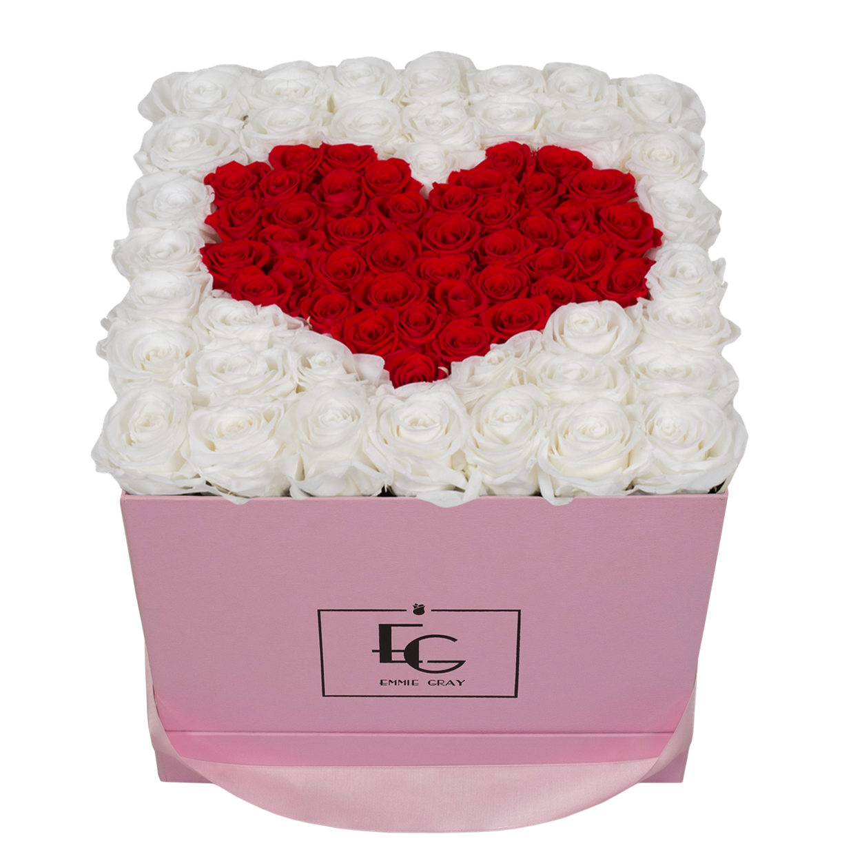 HEART SYMBOL INFINITY ROSEBOX | PURE WHITE & VIBRANT RED | L