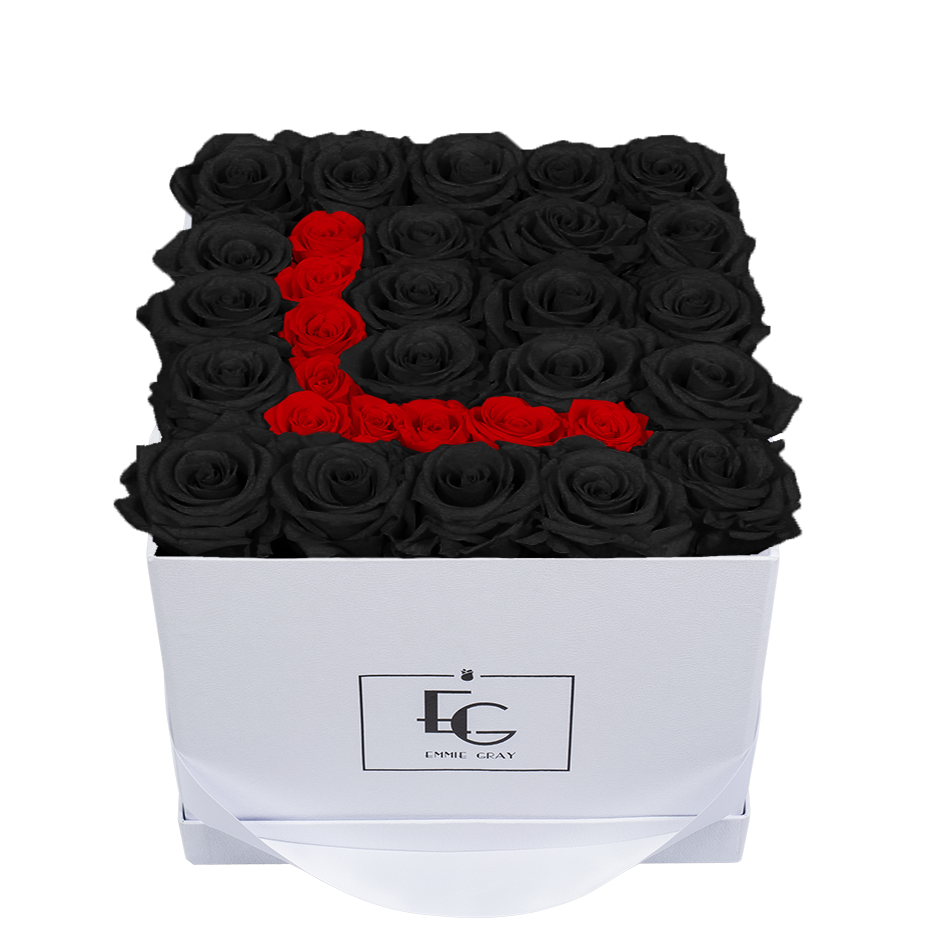 LETTER INFINITY ROSEBOX | BLACK BEAUTY & VIBRANT RED | M LETTER INFINITY ROSEBOX | BLACK BEAUTY & VIBRANT RED | M