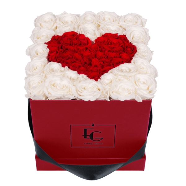 HEART SYMBOL INFINITY ROSEBOX | PURE WHITE & VIBRANT RED | M