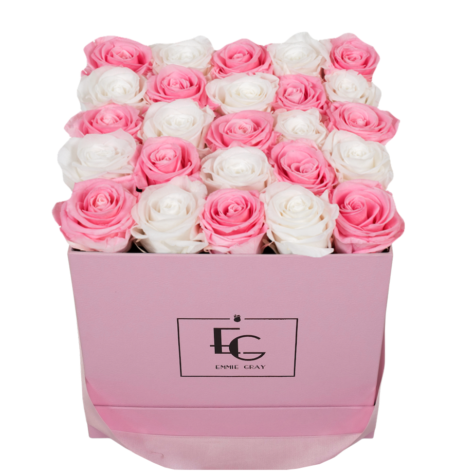 MIX INFINITY ROSEBOX | BRIDAL PINK & PURE WHITE | M