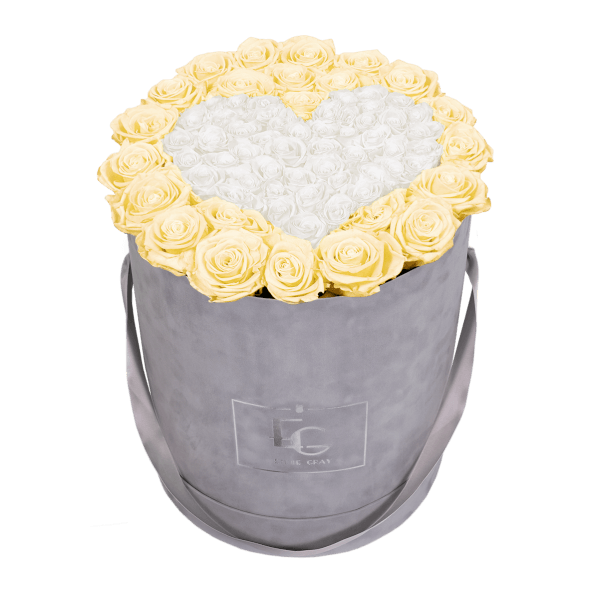 HEART SYMBOL INFINITY ROSEBOX | CHAMPAGNE & PURE WHITE | L