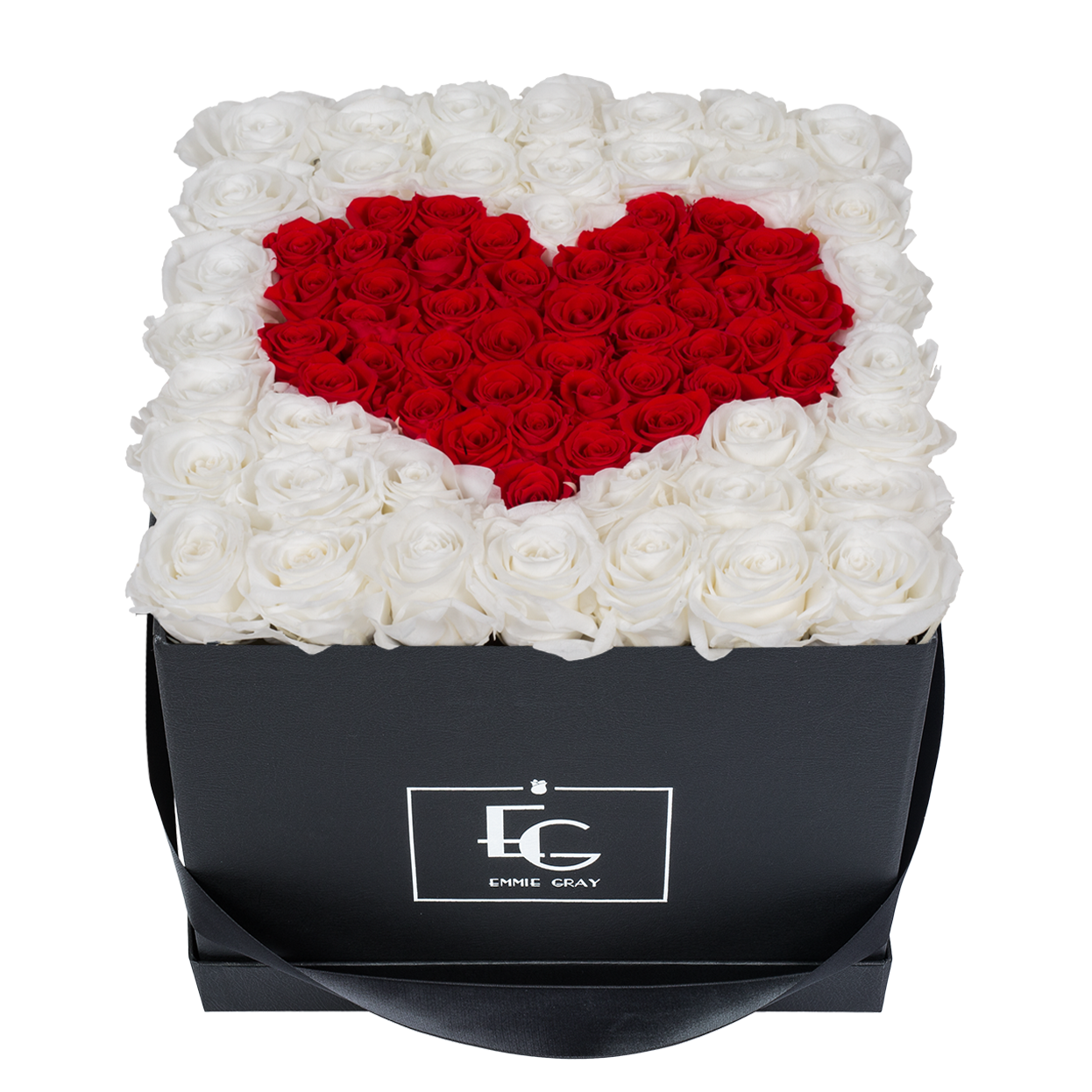 HEART SYMBOL INFINITY ROSEBOX | PURE WHITE & VIBRANT RED | L