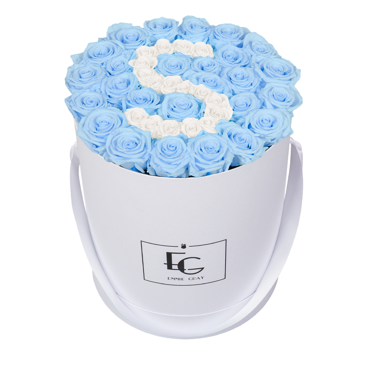 LETTER INFINITY ROSEBOX | BABY BLUE & PURE WHITE | L