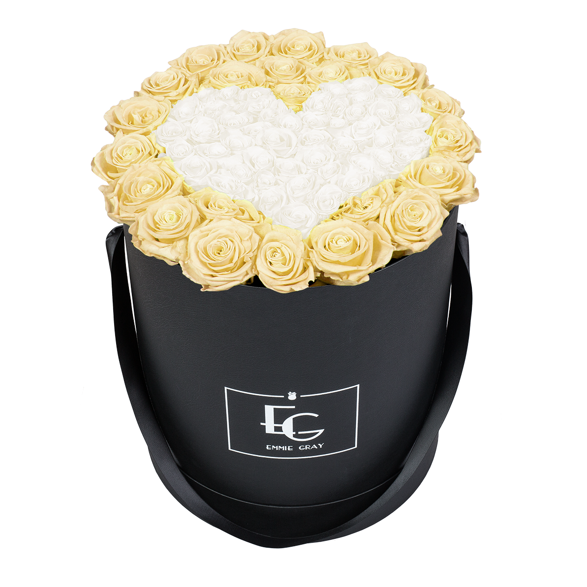 HEART SYMBOL INFINITY ROSEBOX | CHAMPAGNE & PURE WHITE | L