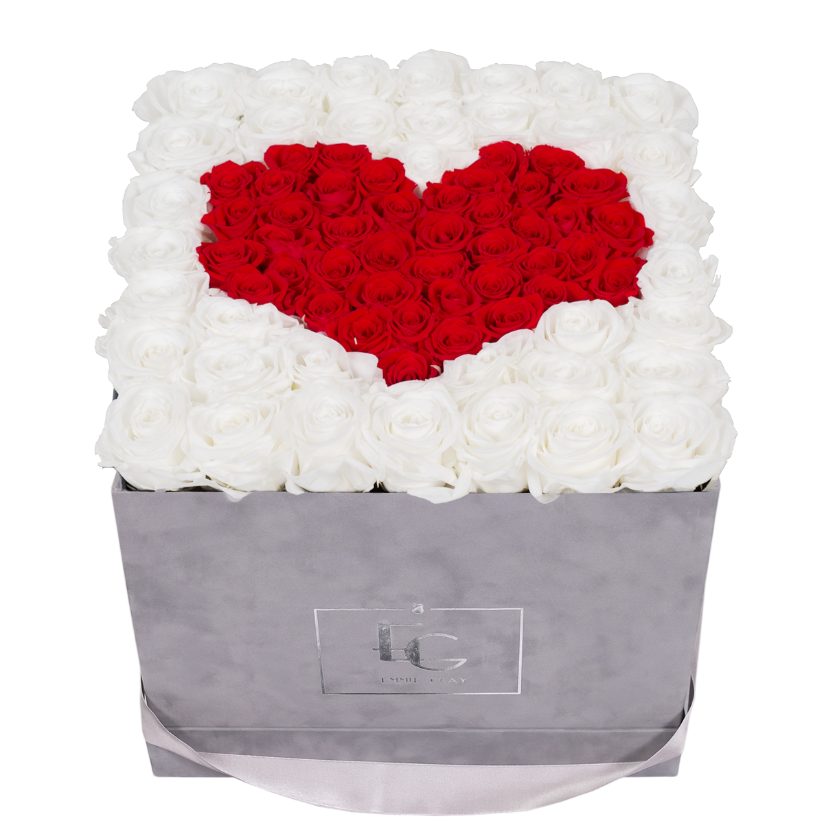 HEART SYMBOL INFINITY ROSEBOX | PURE WHITE & VIBRANT RED | L