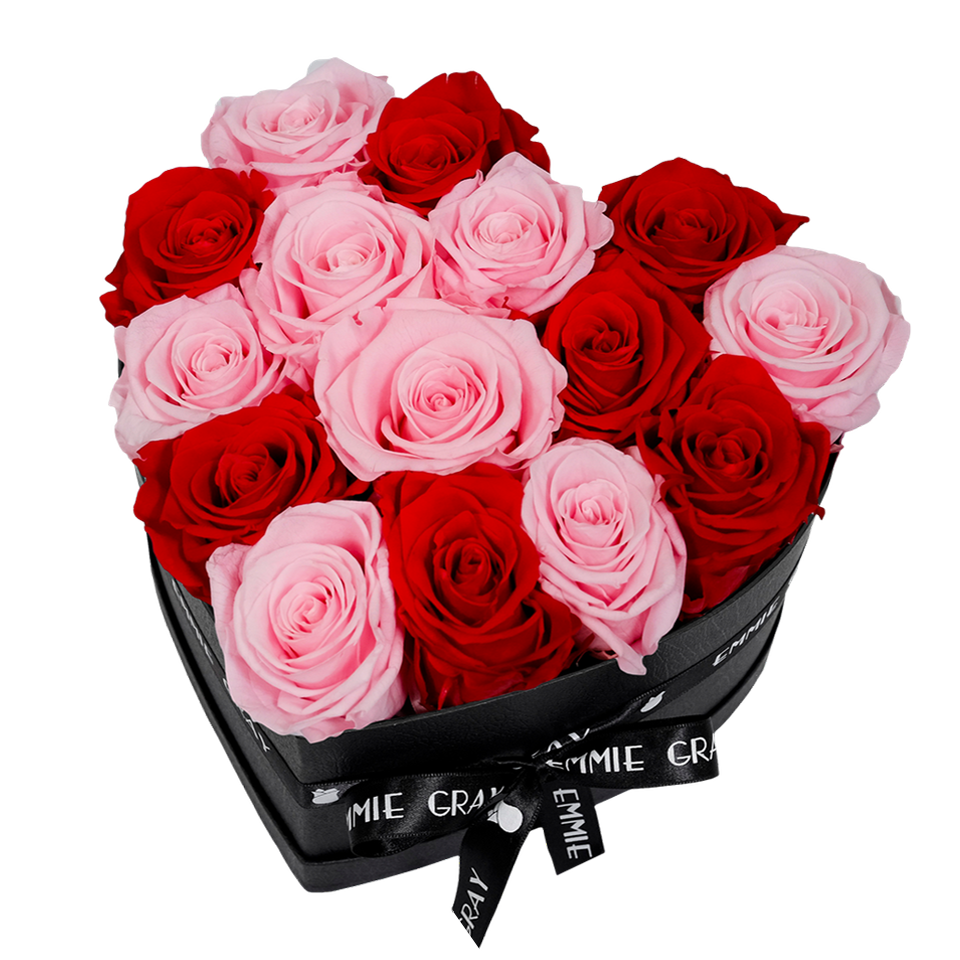 Schwarze Herz Flowerbox Mit Infinity Rosen Emmie Gray
