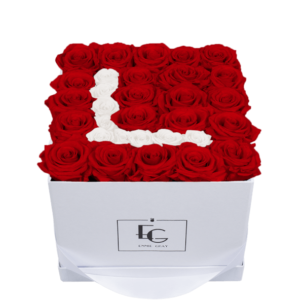 LETTER INFINITY ROSEBOX | VIBRANT RED & PURE WHITE | M