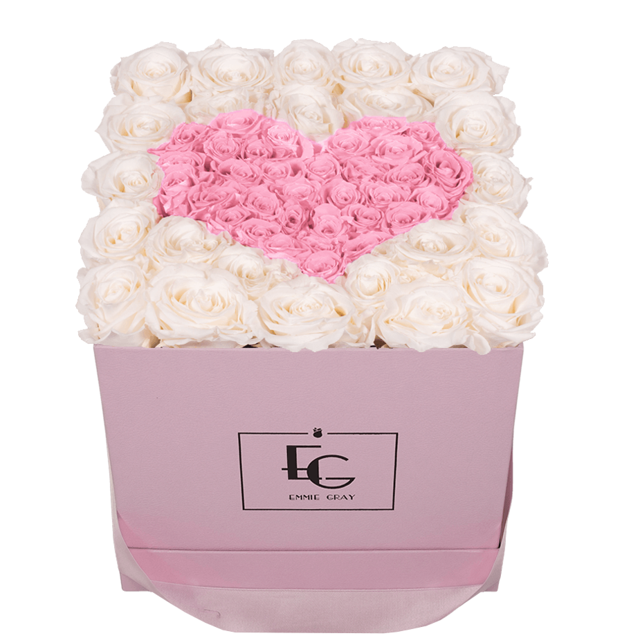 HEART SYMBOL INFINITY ROSEBOX | PURE WHITE & BRIDAL PINK | M