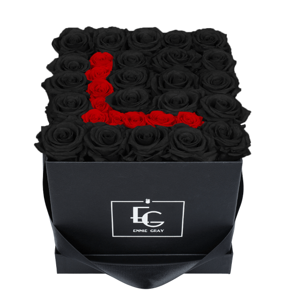 LETTER INFINITY ROSEBOX | BLACK BEAUTY & VIBRANT RED | M