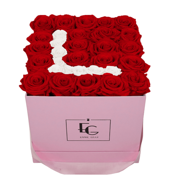 LETTER INFINITY ROSEBOX | VIBRANT RED & PURE WHITE | M