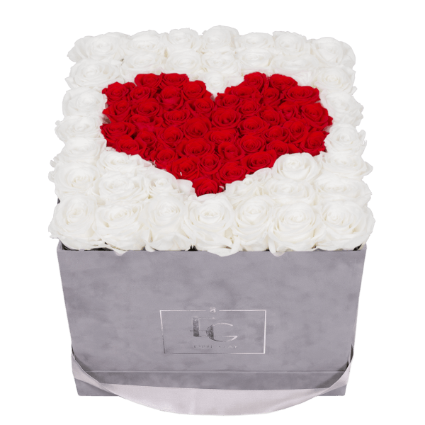 HEART SYMBOL INFINITY ROSEBOX | PURE WHITE & VIBRANT RED | L