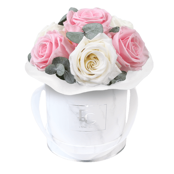 Splendid Eucalyptus Infinity Rosebox | Pure White & Bridal Pink | XS