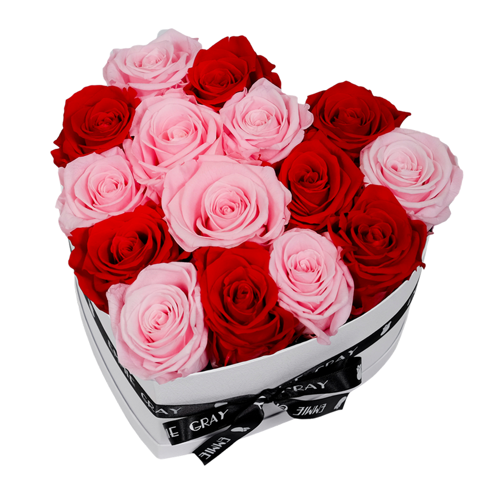 MIX INFINITY ROSEBOX | VIBRANT RED & BRIDAL PINK | M