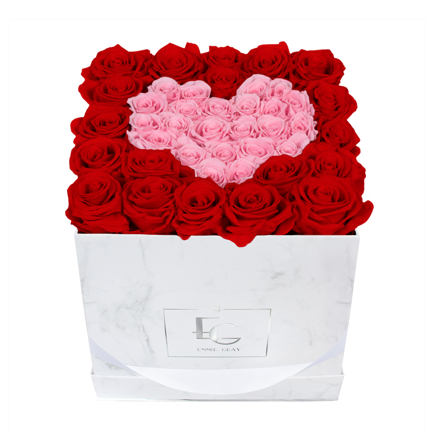 Heart Symbol Infinity Rosebox | Vibrant Red & Bridal Pink | M