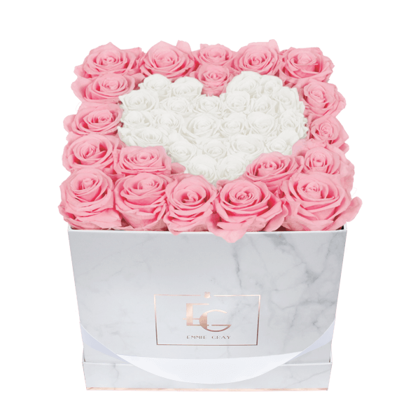 Heart Symbol Infinity Rosebox | Bridal Pink & Pure White | M