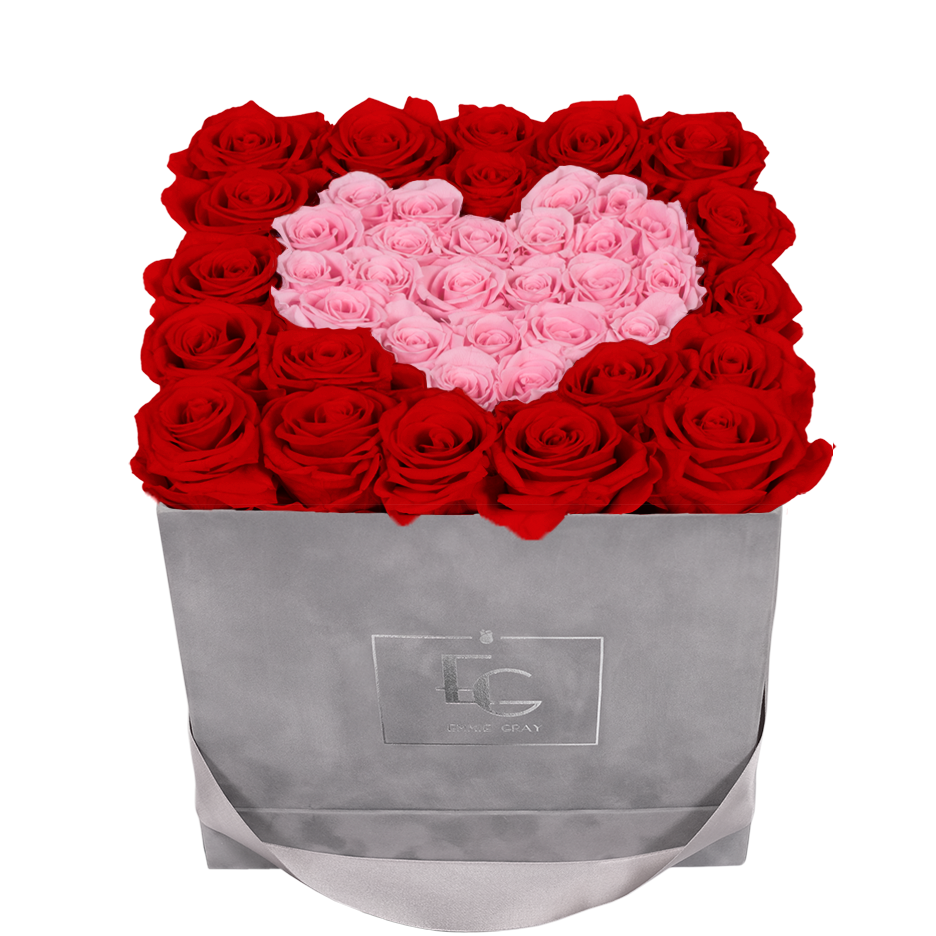 Graue Rosenbox Aus Samt Mit Infinity Rosen Emmie Gray