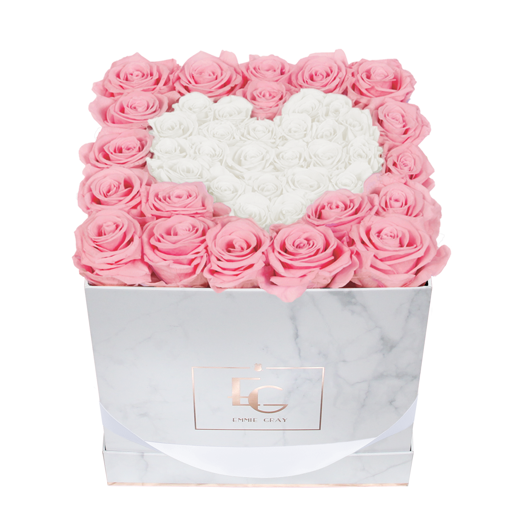 Heart Symbol Infinity Rosebox | Bridal Pink & Pure White | M