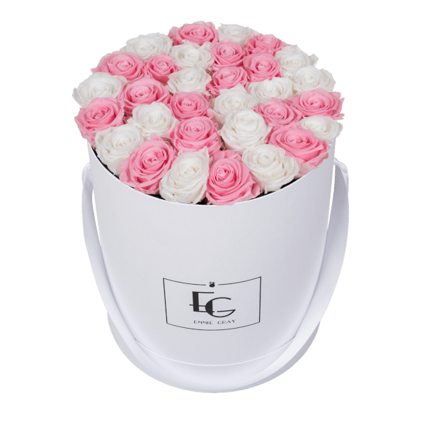 MIX INFINITY ROSEBOX | BRIDAL PINK & PURE WHITE | L