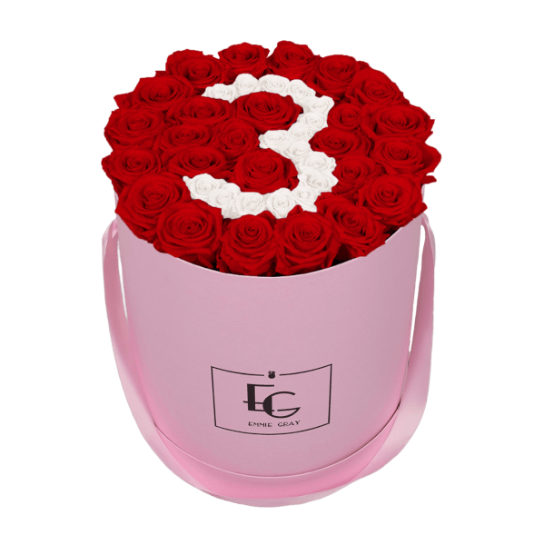 NUMBER INFINITY ROSEBOX | VIBRANT RED & PURE WHITE | L